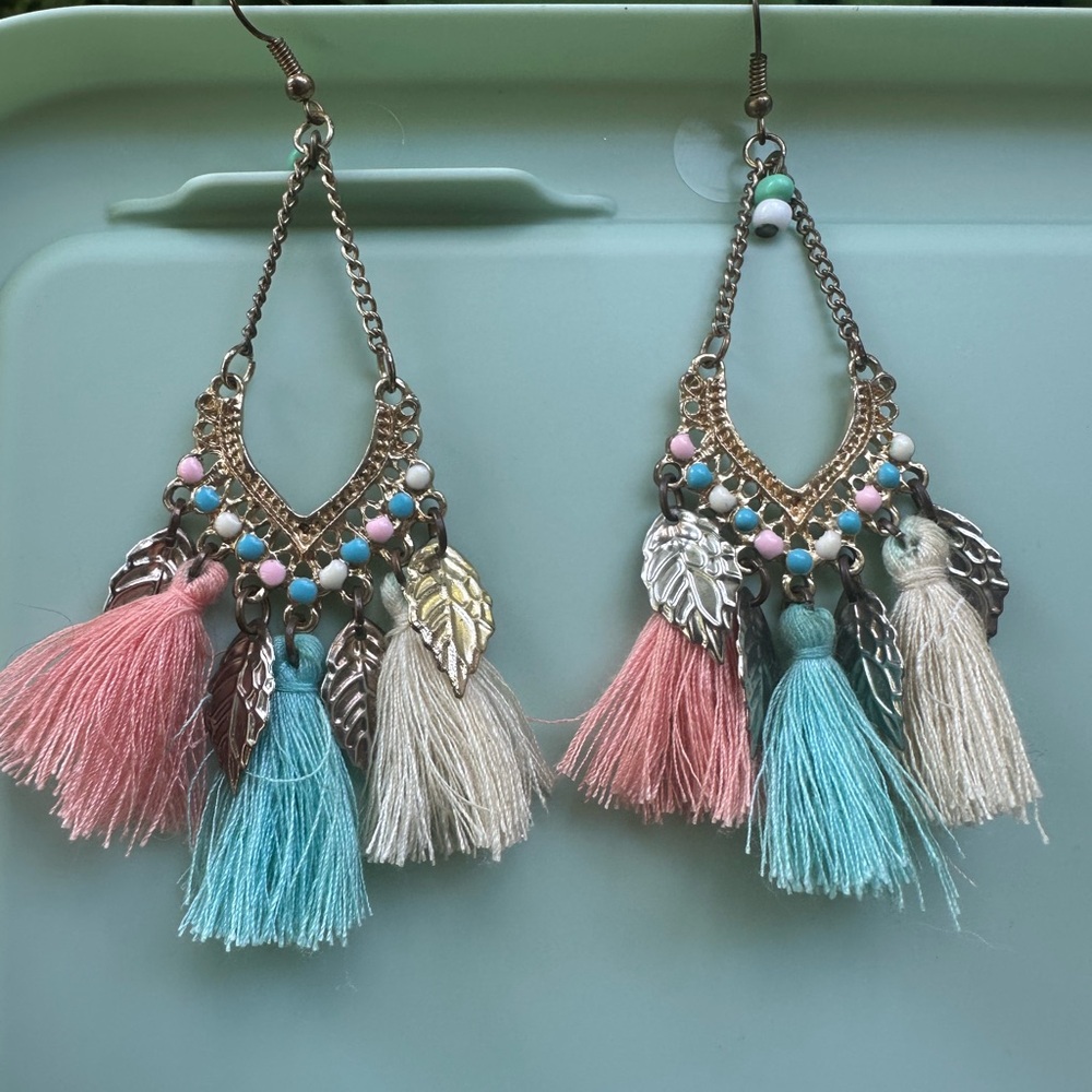 Bohemian Tassel Earrings with Gold Accents